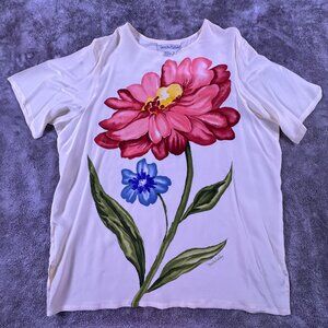 Vintage Diane Von Furstenberg 100% Silk Floral Daisy Signature Blouse